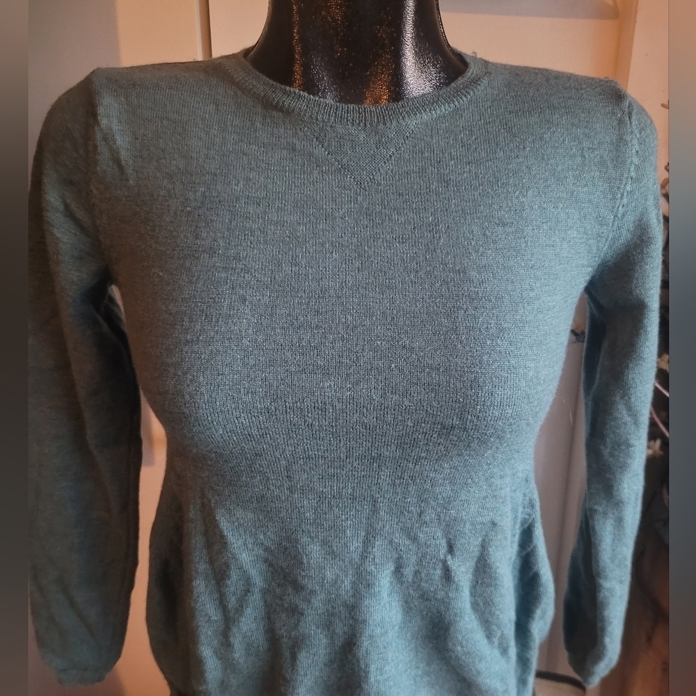 Bartolini Moss Green 100% Extrafine Merino Wool Sweater Size S